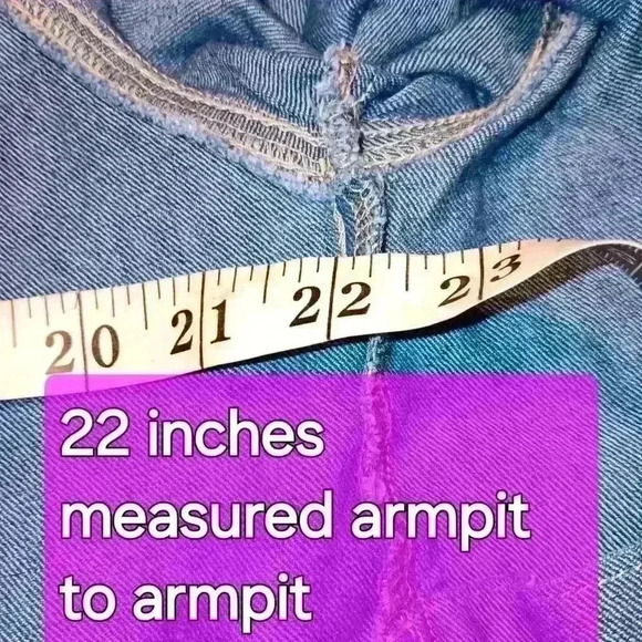 Women's Juniors XL GS 115 Acid Wash Distressed Patchwork Button Down Jean Jacket - Picture 16 of 16